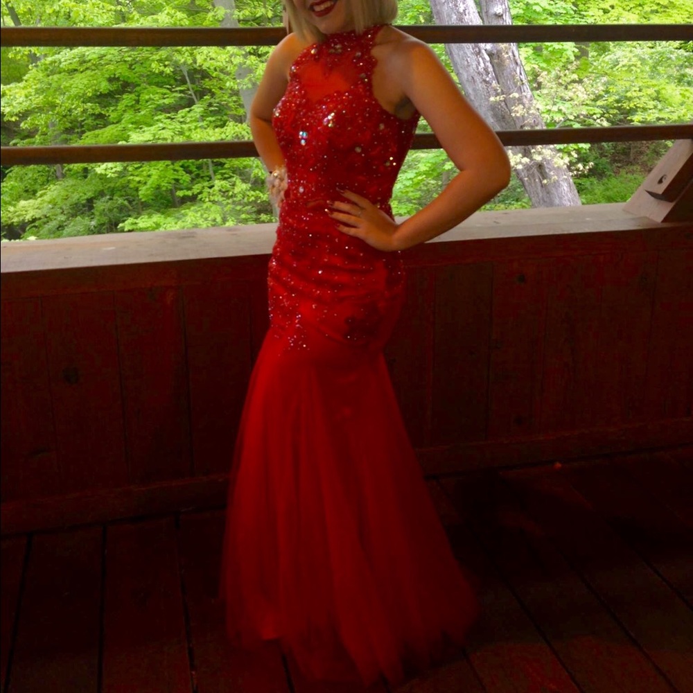 Red Mermaid Prom Dress